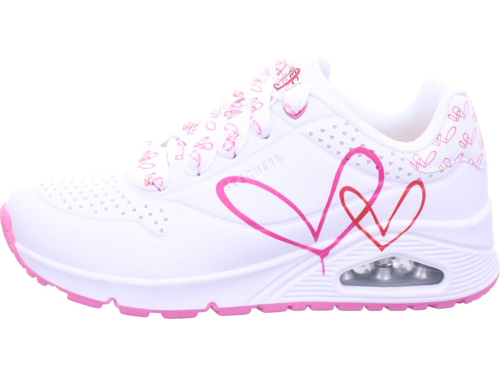 SKECHERS Women's Uno-Twin Hearts Sneakers in White
