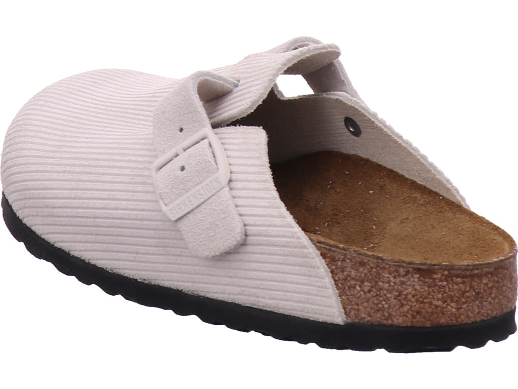 Birkenstock Damen Pantolette Boston Leve Corduroy in weiß