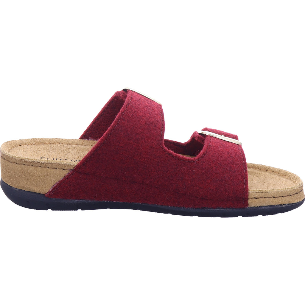 Indigo Damen Pantolette Tieffussbett Pantoletten in bordo
