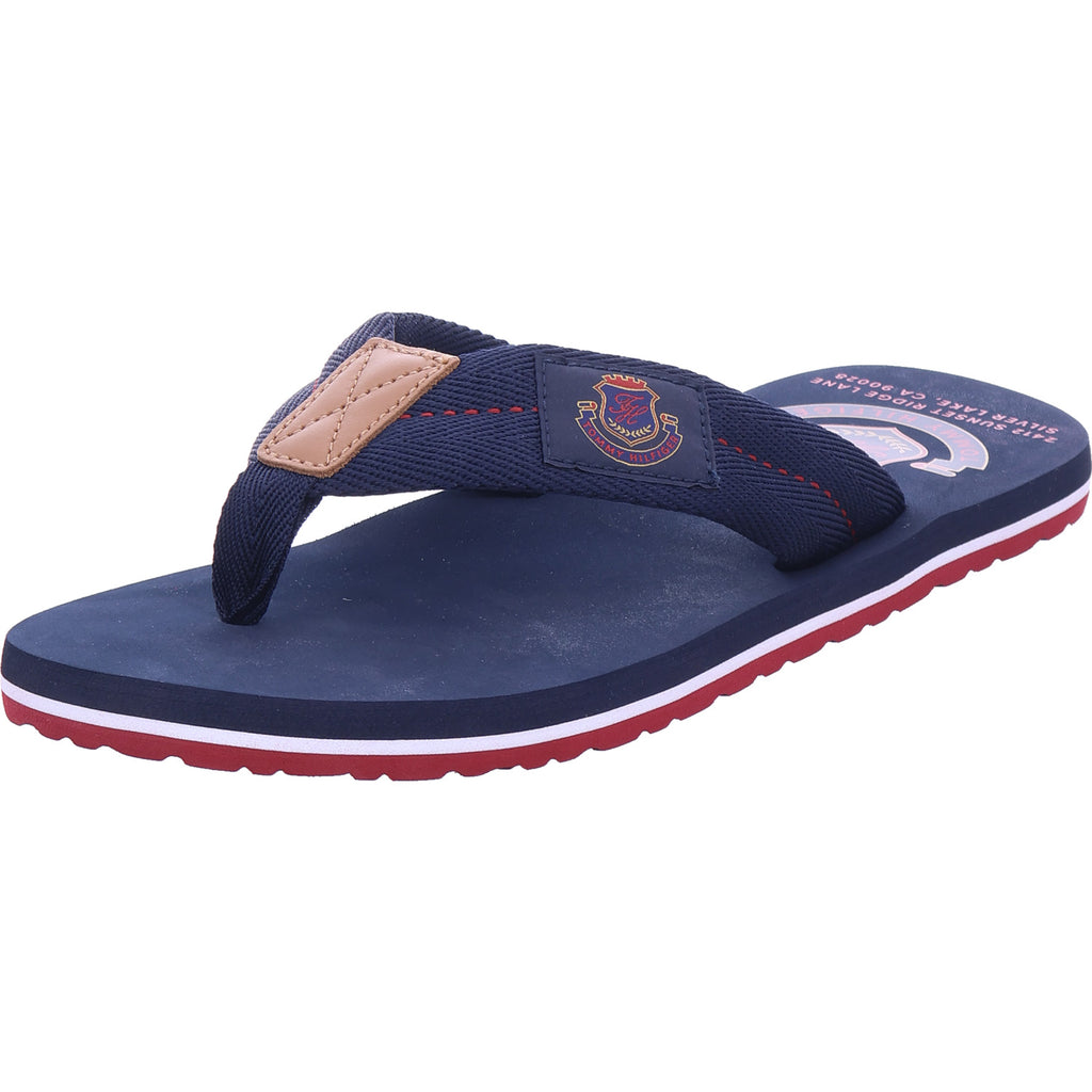 Tommy Hilfiger Pánské plážové pantofle Patch Hilfiger Beach Sandal v modré barvě