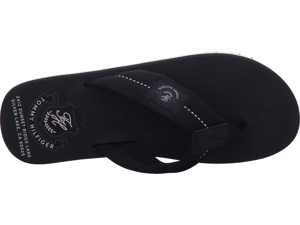 Tommy Hilfiger Herren Pantolette Patch Hilfiger Beach Sandal in schwarz
