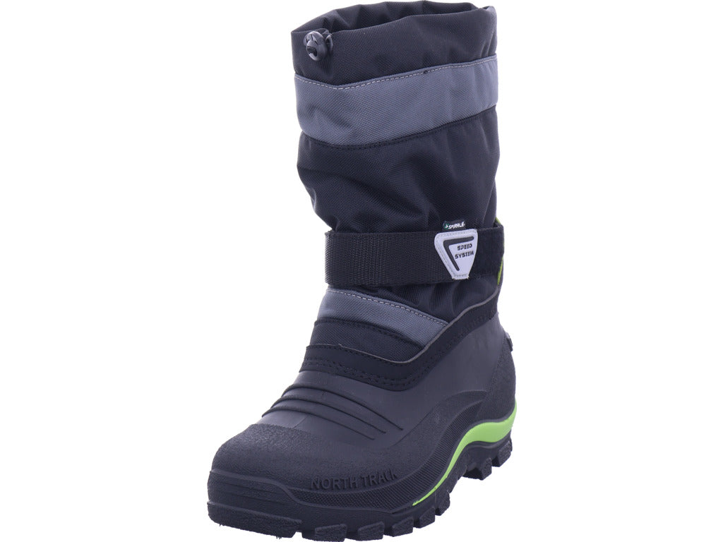 Zoth Spiral Boys Moon Boots Spiral Black/Green in Black