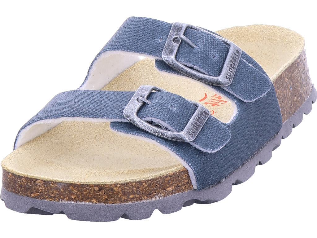 Superfit Jungen Pantolette \ Fussbettpantoffel in blau