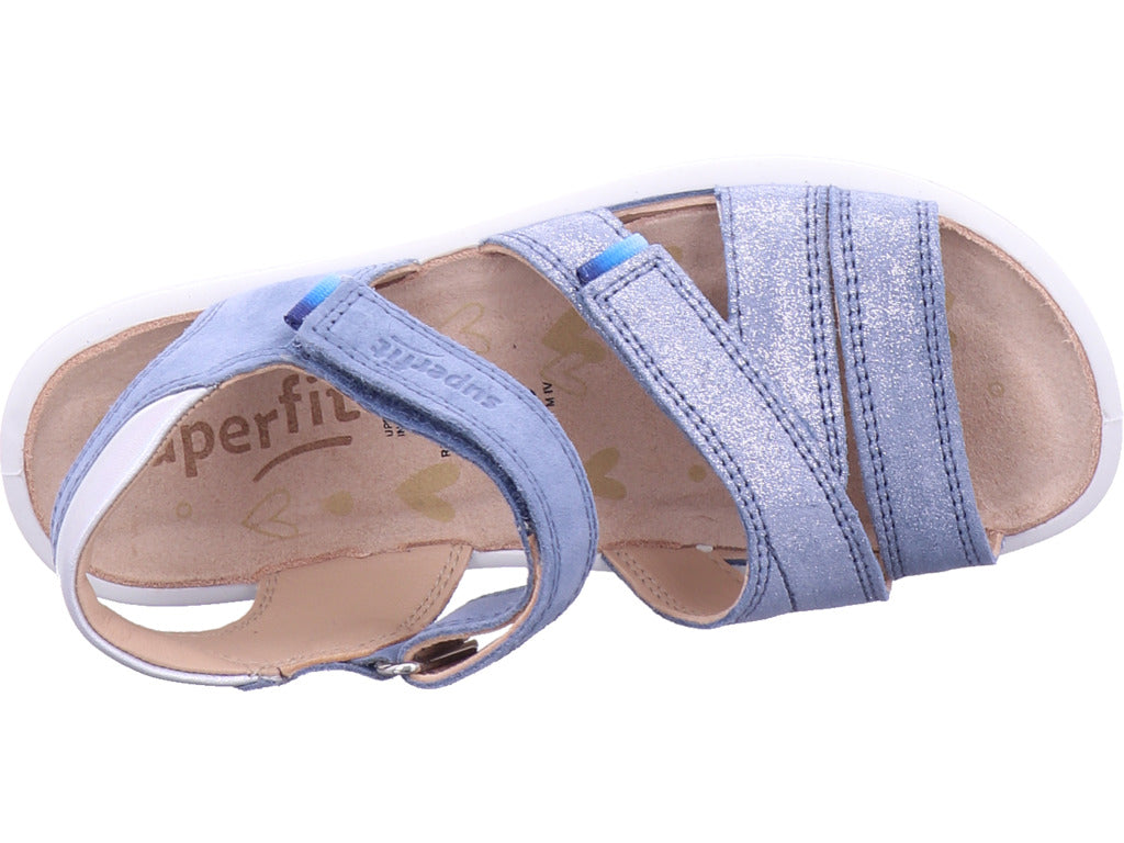Superfit Mädchen Sandalette Sandale Leder \ Sparkle in blau