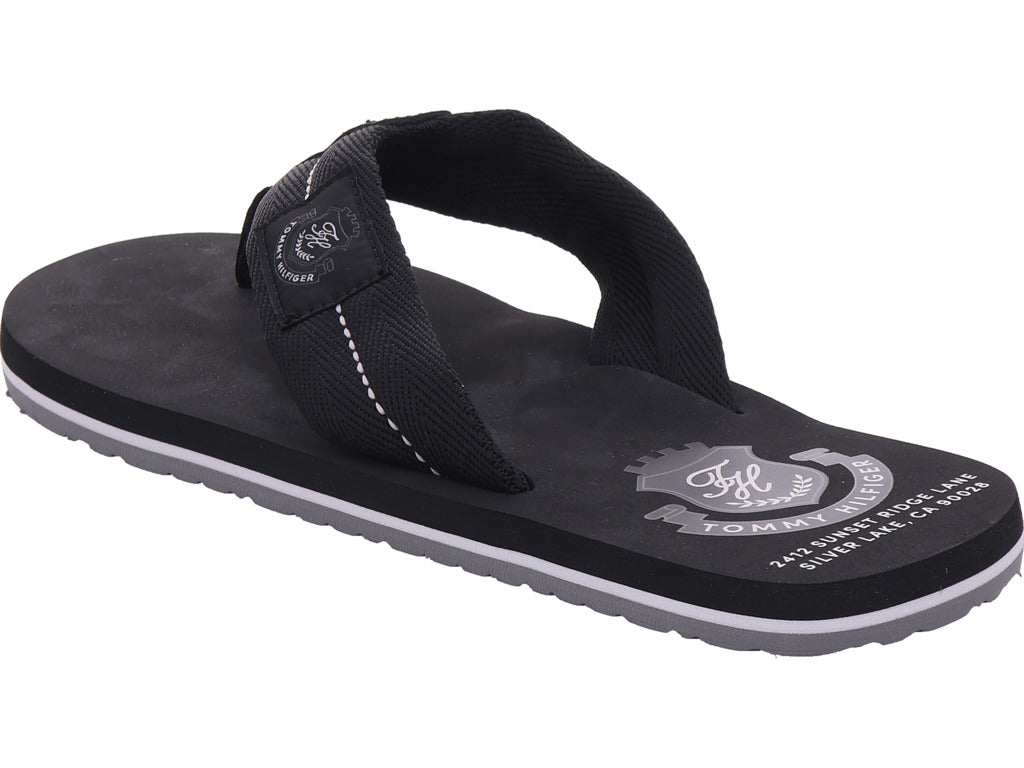 Tommy Hilfiger Herren Pantolette Patch Hilfiger Beach Sandal in schwarz