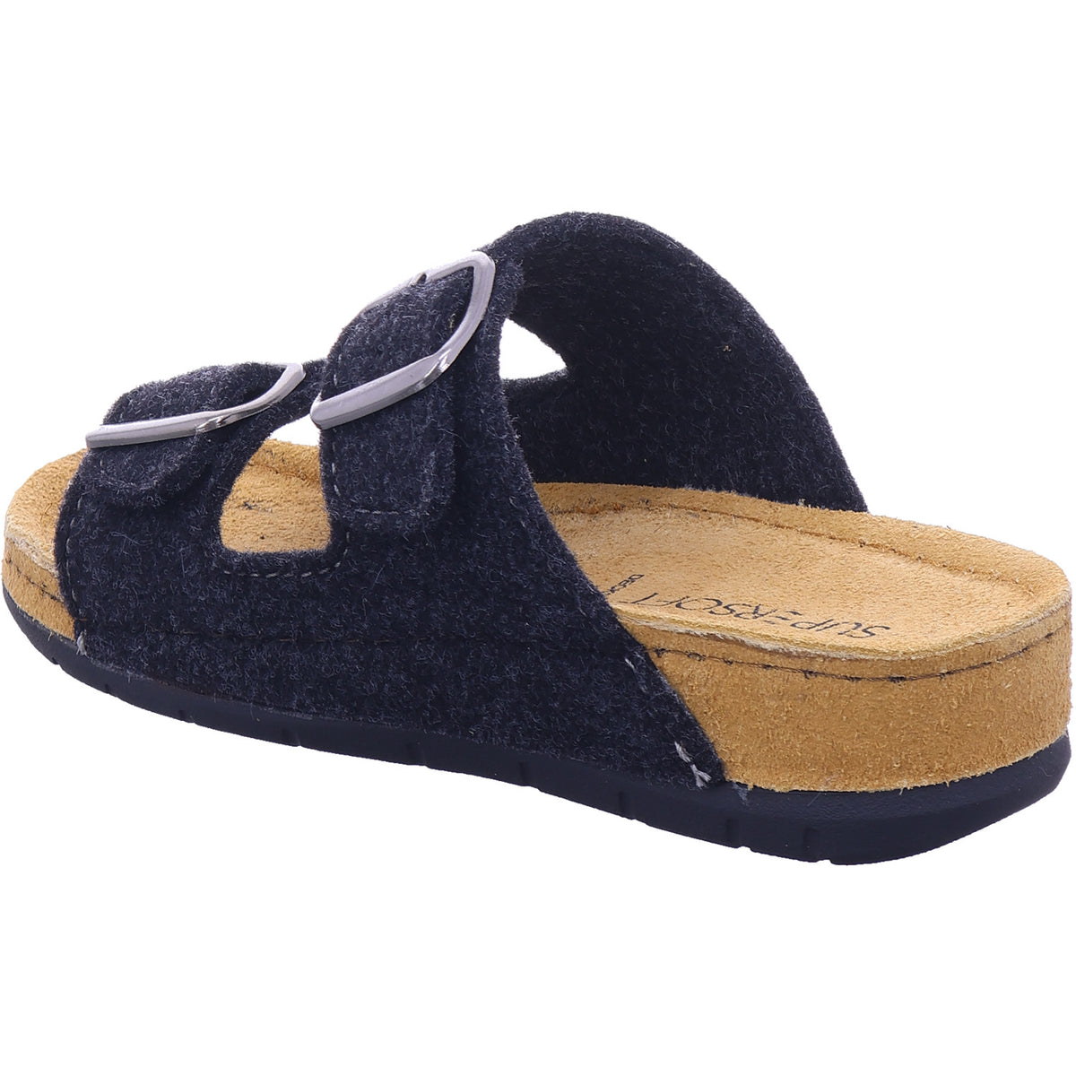 Indigo Damen Pantolette Tieffussbett Pantoletten in schwarz