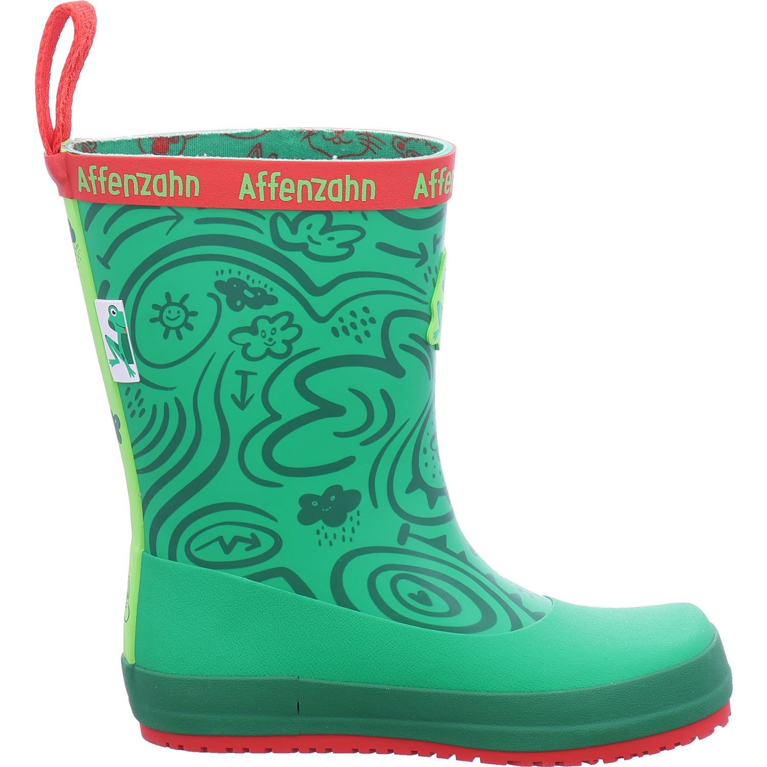 Affenzahn Jungen Gummistiefel Rainboot Vegan Plashy Frog in grün