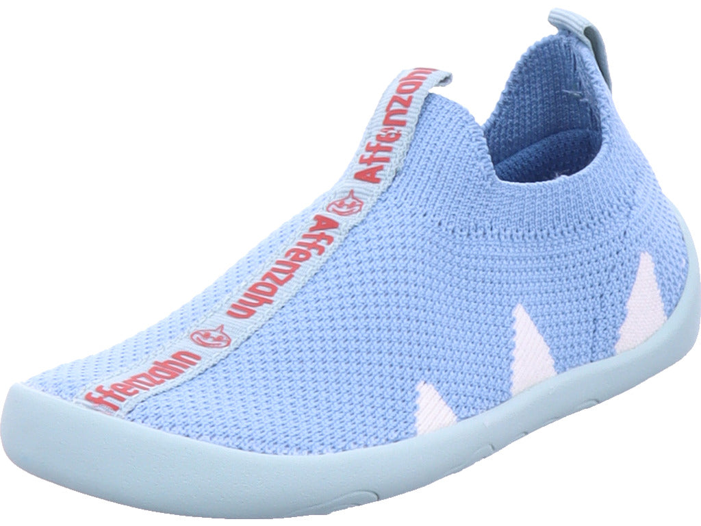 Chlapecké pantofle Affenzahn Knit Flinky Shark v modré barvě
