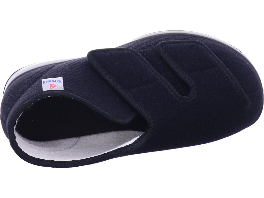 Varomed Unisex - Erwachsene Hausschuh Genua Klettschuh in schwarz
