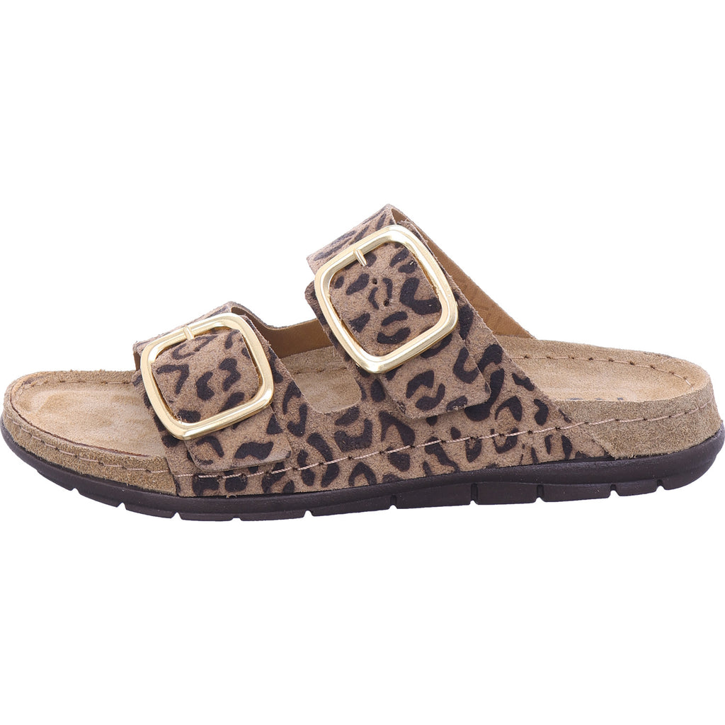 Rohde Damen Pantolette Leopard in beige