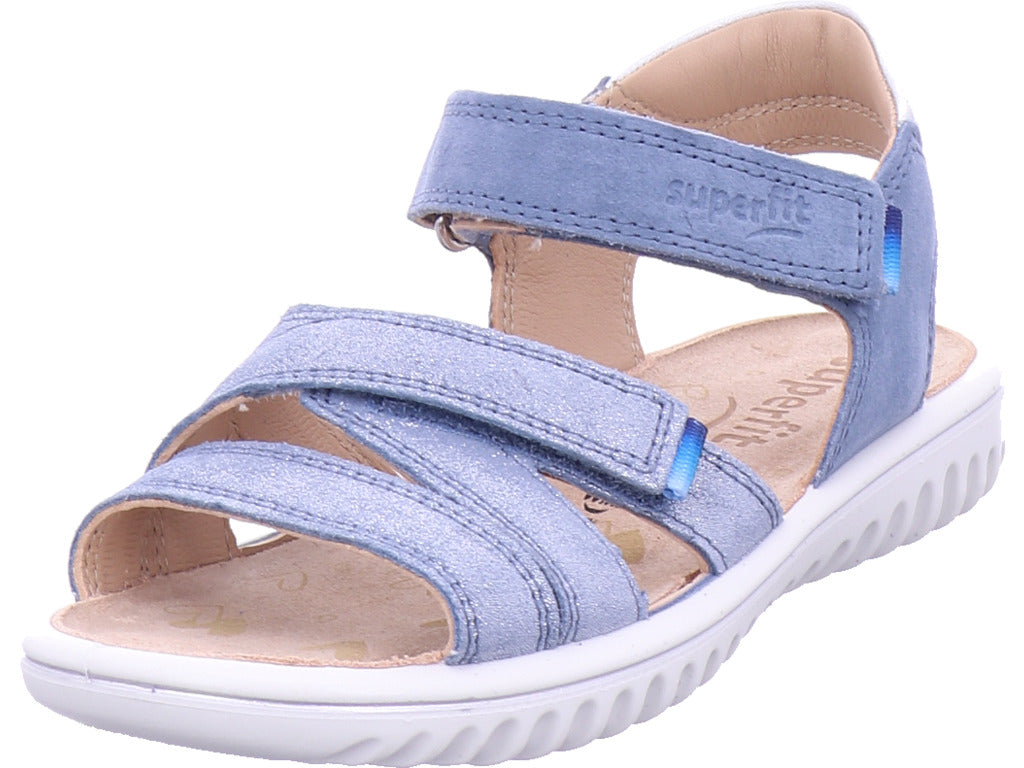 Superfit Mädchen Sandalette Sandale Leder \ Sparkle in blau