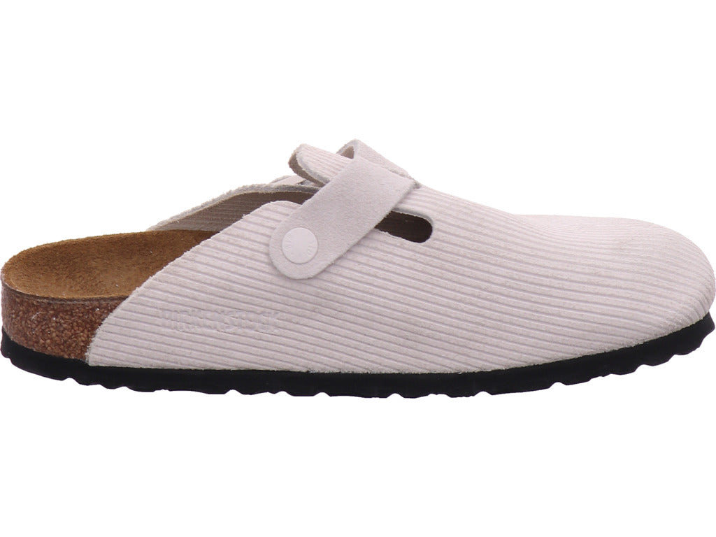 Birkenstock Damen Pantolette Boston Leve Corduroy in weiß