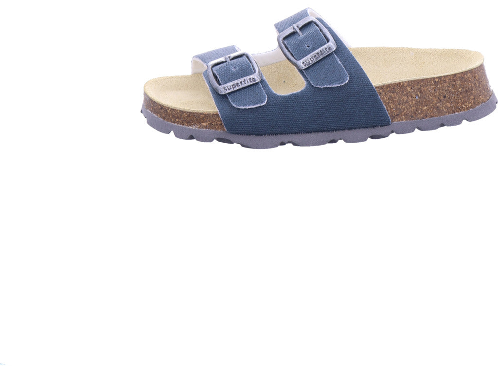 Superfit Jungen Pantolette \ Fussbettpantoffel in blau
