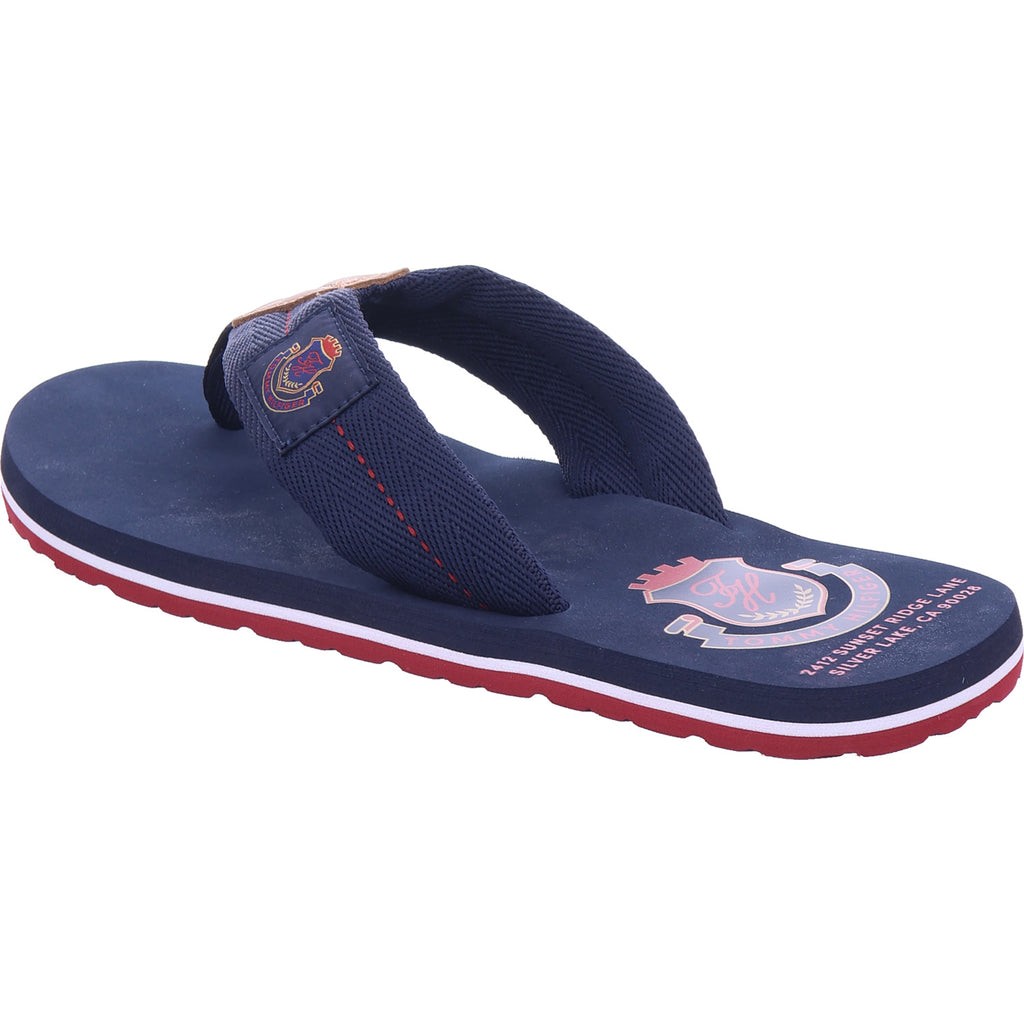 Tommy Hilfiger Pánské plážové pantofle Patch Hilfiger Beach Sandal v modré barvě