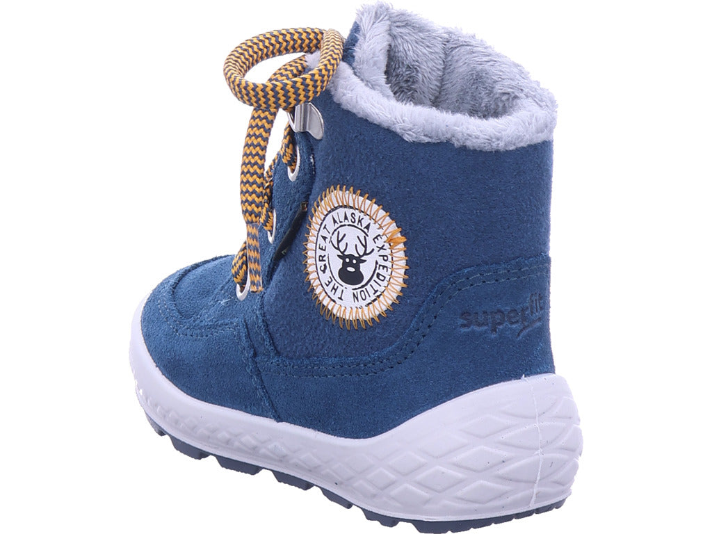 Superfit Boys' Moon Boots Leather Ankle Boots | Groovy in Blue