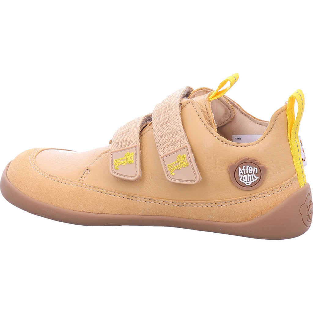 Affenzahn Jungen Halbschuh Barfußschuh Leder Buddy Tiger in beige
