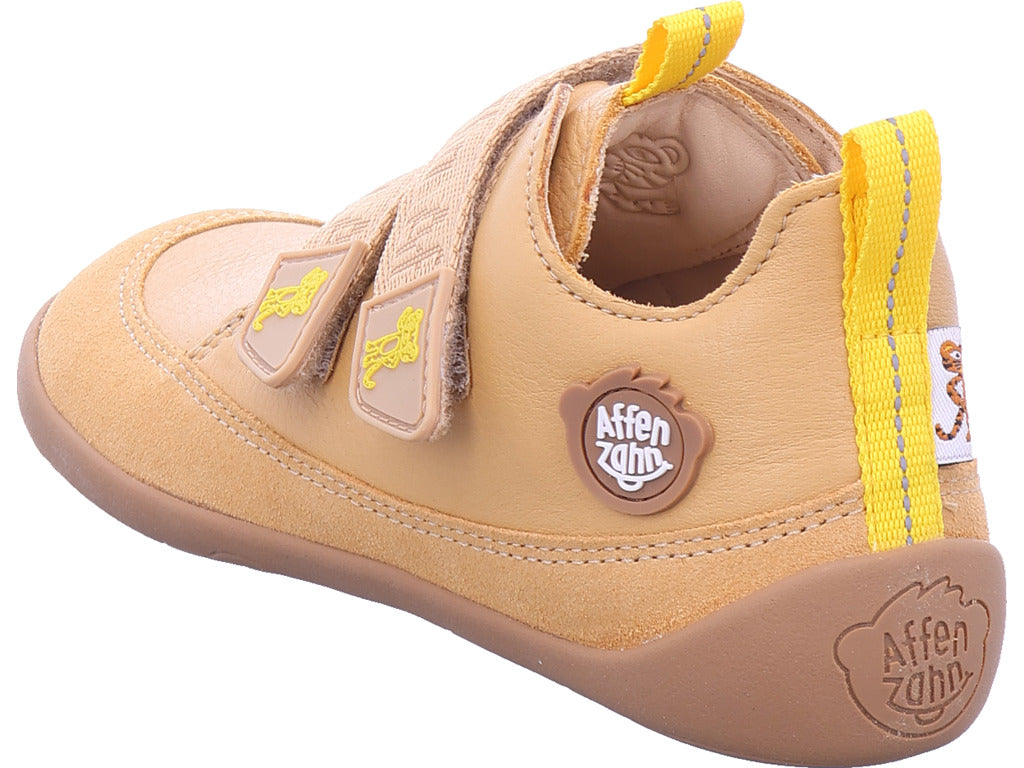 Affenzahn Jungen Halbschuh Barfußschuh Leder Buddy Tiger in beige