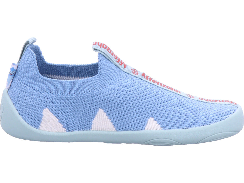 Chlapecké pantofle Affenzahn Knit Flinky Shark v modré barvě