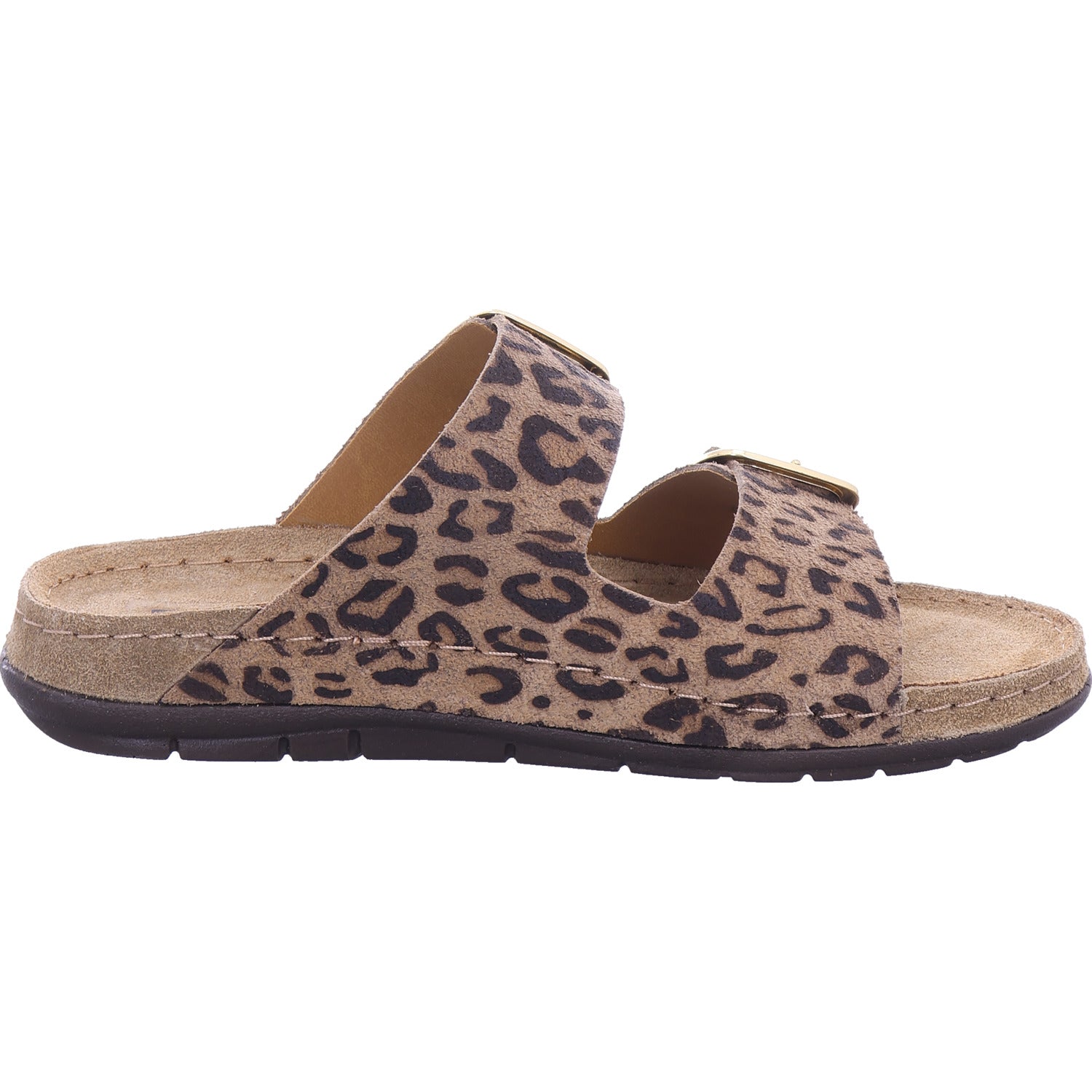 Rohde Damen Pantolette Leopard in beige