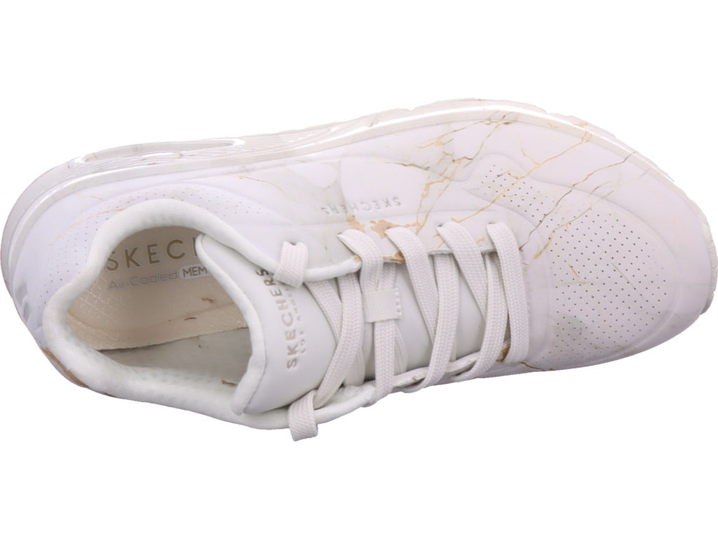 SKECHERS Damen Sneaker Uno Marbel in weiß