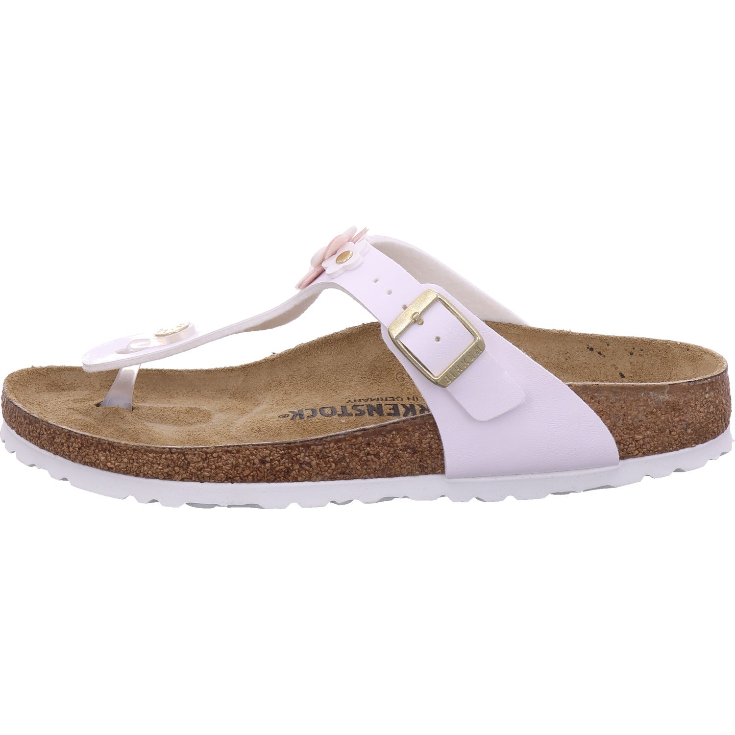 Dámská pantofel Birkenstock Gizeh Flowers v bílé barvě