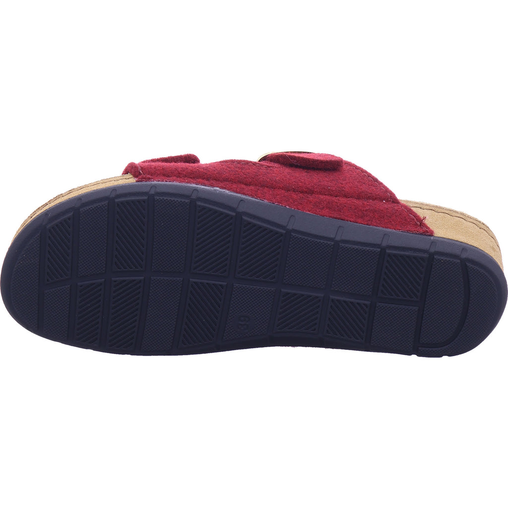Indigo Damen Pantolette Tieffussbett Pantoletten in bordo