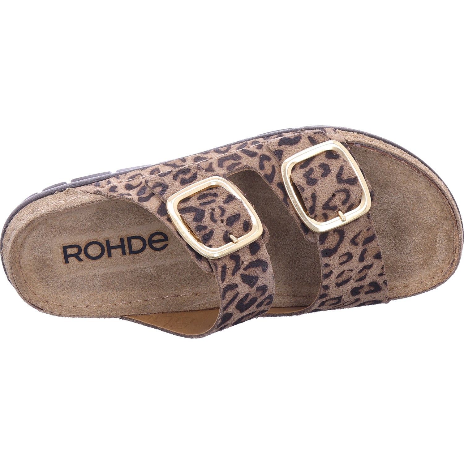 Rohde Damen Pantolette Leopard in beige
