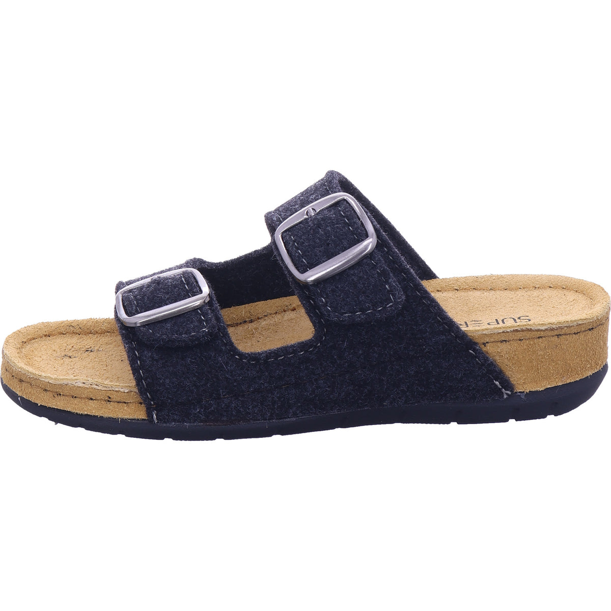 Indigo Damen Pantolette Tieffussbett Pantoletten in schwarz