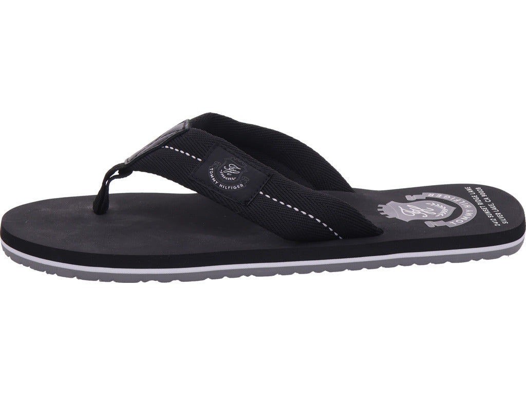 Tommy Hilfiger Herren Pantolette Patch Hilfiger Beach Sandal in schwarz