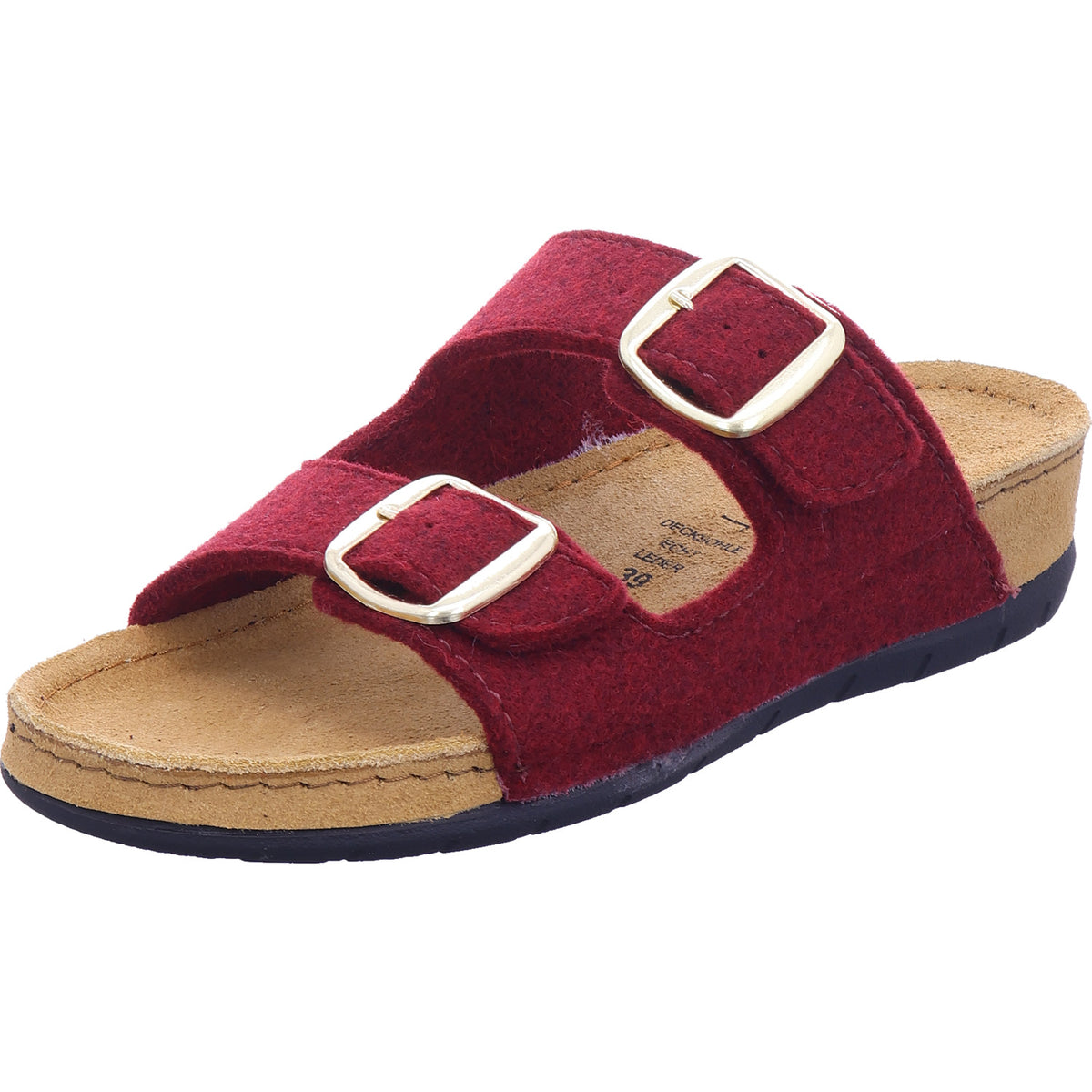 Indigo Damen Pantolette Tieffussbett Pantoletten in bordo