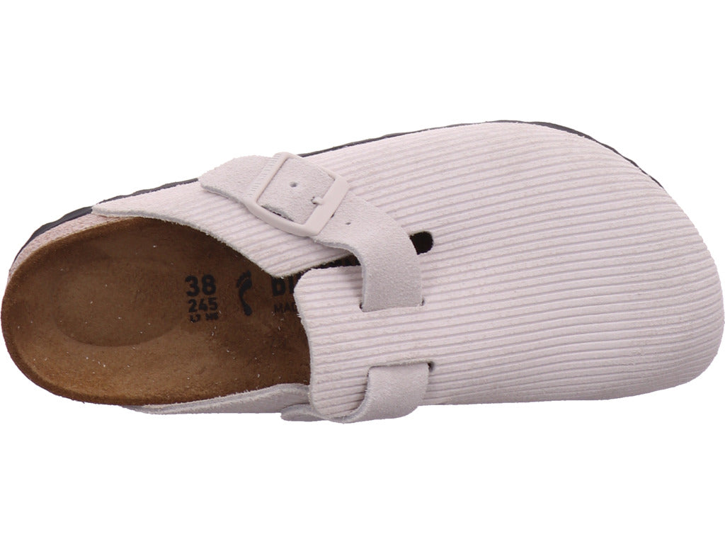 Birkenstock Damen Pantolette Boston Leve Corduroy in weiß