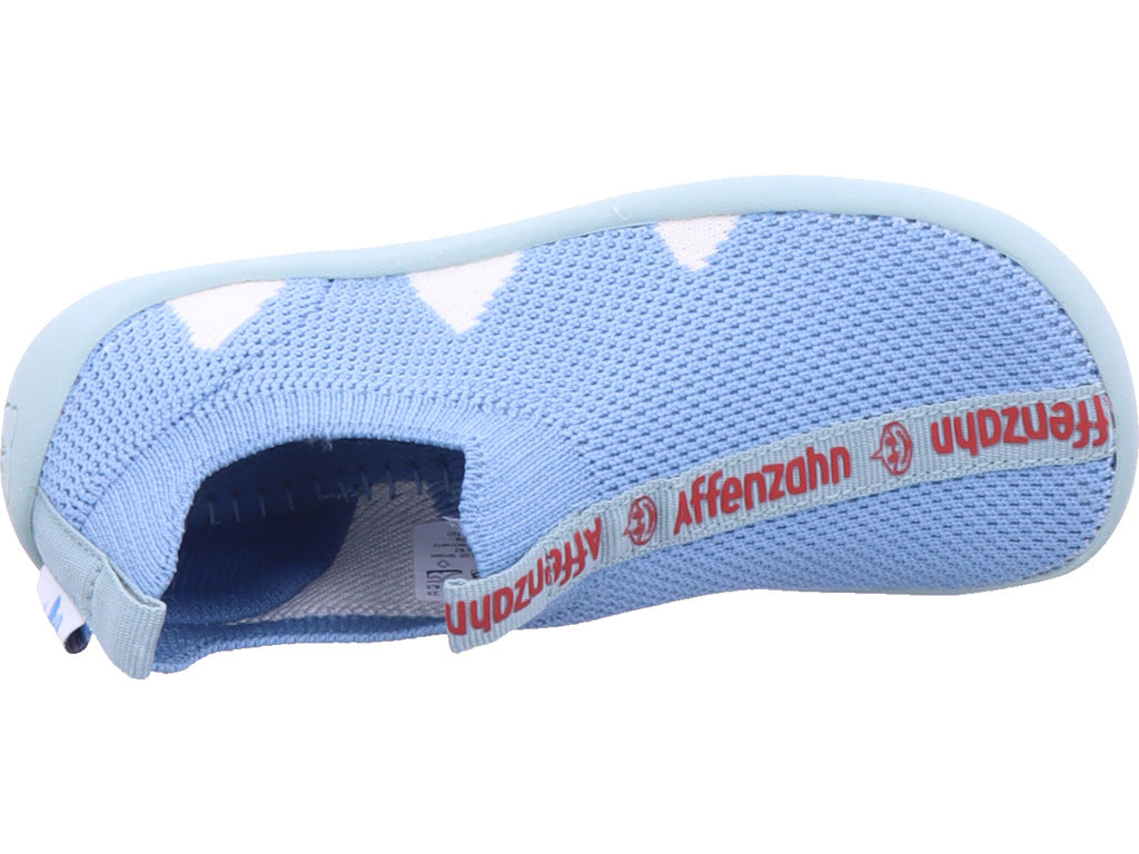 Affenzahn Jungen Barfußschuhe Hausschuh Knit Flinky Hai in blau