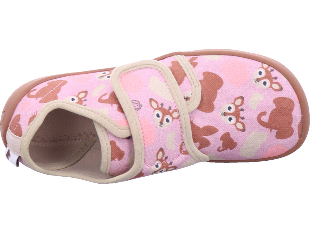 Affenzahn Mädchen Barfußschuhe Hausschuh Baumwolle Movy Reh in rose