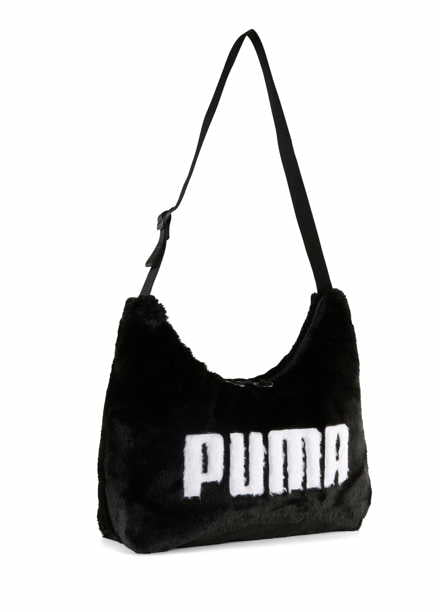 Puma   Up Faux Fur Slouchy Hobo Bag in schwarz