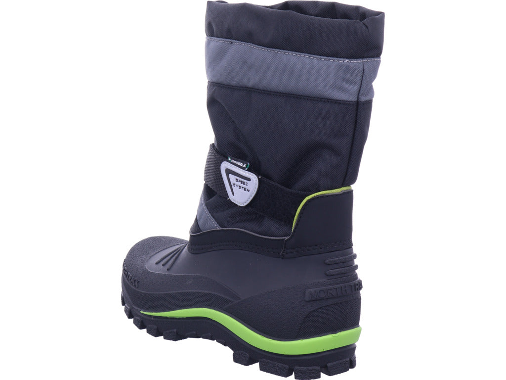 Zoth Spiral Boys Moon Boots Spiral Black/Green in Black