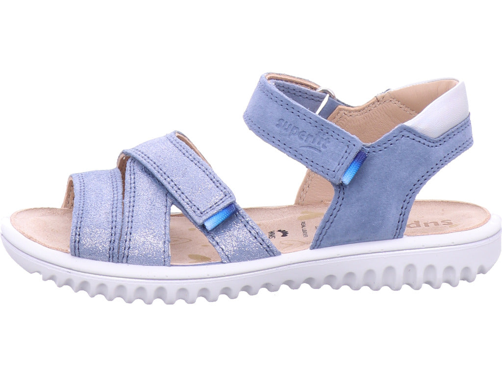 Superfit Mädchen Sandalette Sandale Leder \ Sparkle in blau