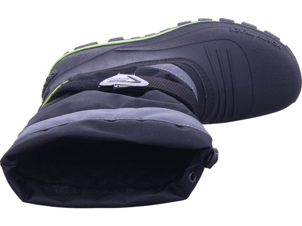 Zoth Spiral Boys Moon Boots Spiral Black/Green in Black
