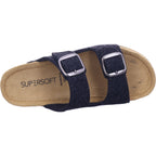 Indigo Damen Pantolette Tieffussbett Pantoletten in schwarz