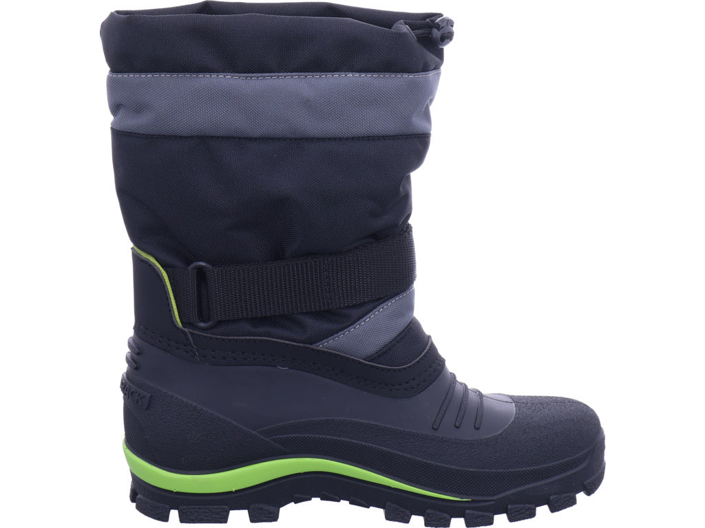 Zoth Spiral Boys Moon Boots Spiral Black/Green in Black