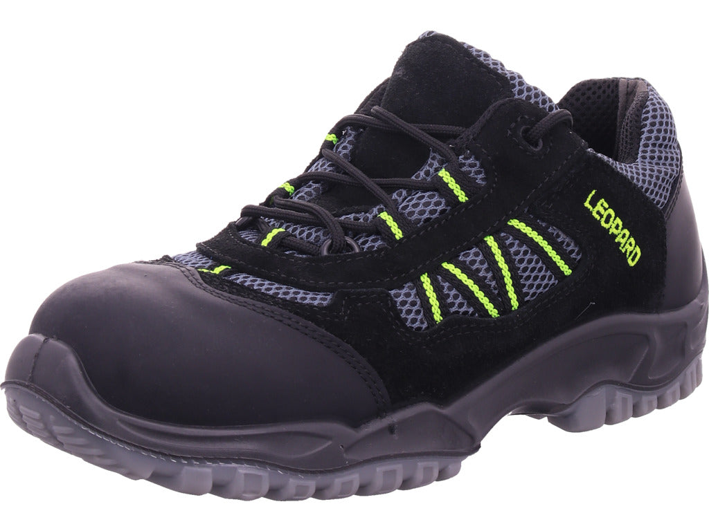 Leopard Herren Arbeitsschuh Sicherheitshalbschuh Gel S1 in schwarz