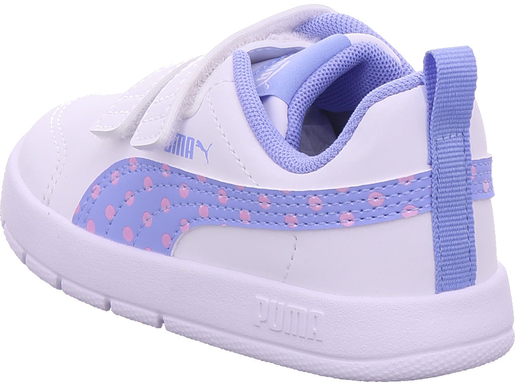 Dívčí nízké boty Puma Courtflex V3 Dotty V Inf v bílé barvě