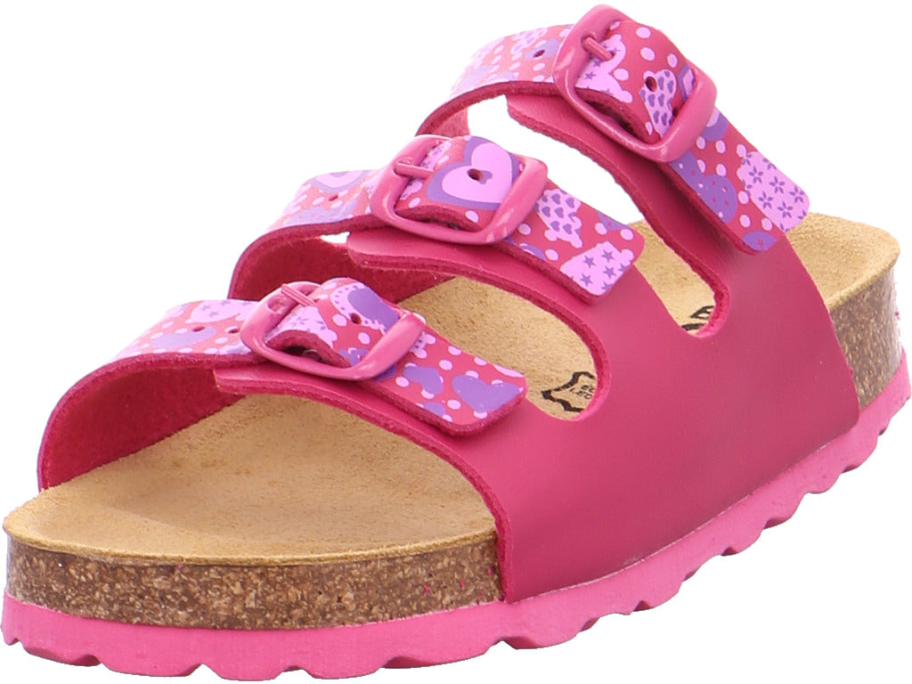 BOLD Mädchen Pantolette Pink Herz in rot