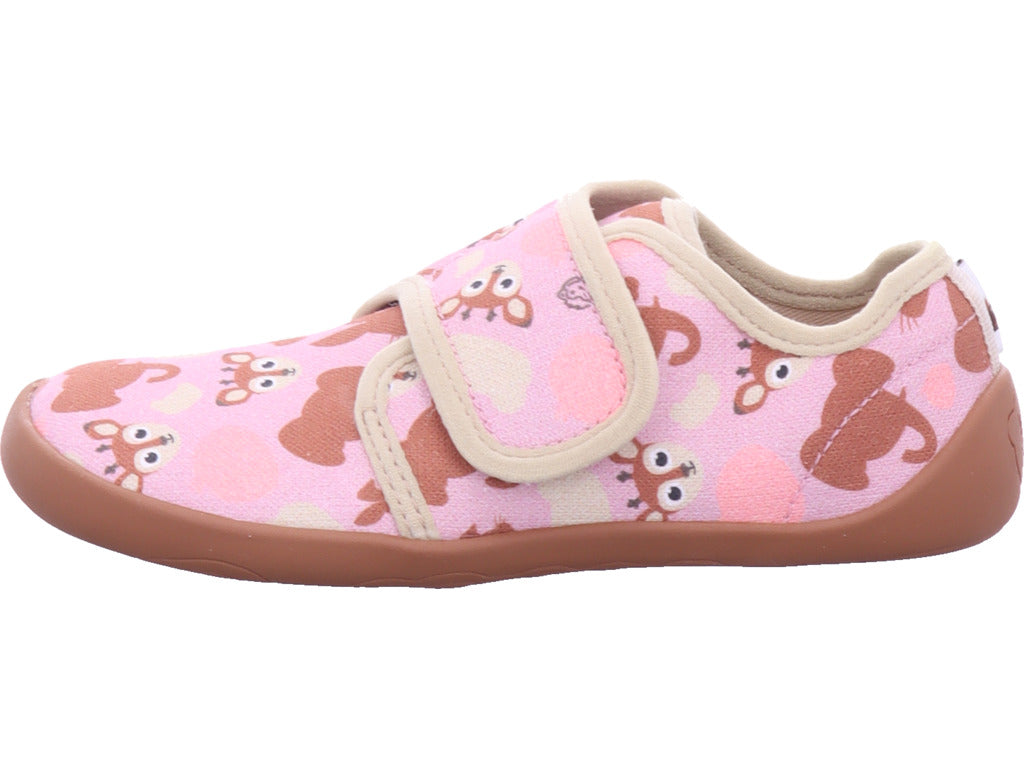 Affenzahn Mädchen Barfußschuhe Hausschuh Baumwolle Movy Reh in rose