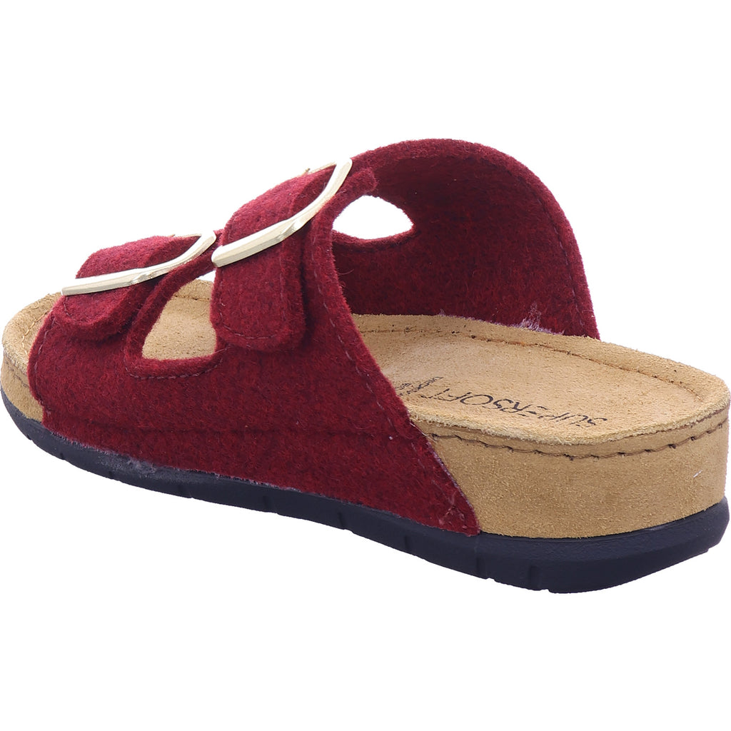 Indigo Damen Pantolette Tieffussbett Pantoletten in bordo