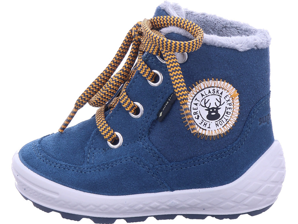 Superfit Boys' Moon Boots Leather Ankle Boots | Groovy in Blue