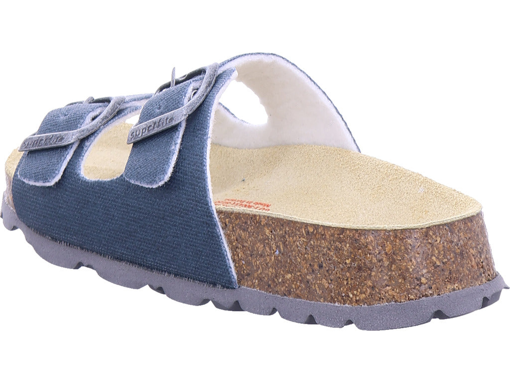Superfit Jungen Pantolette \ Fussbettpantoffel in blau