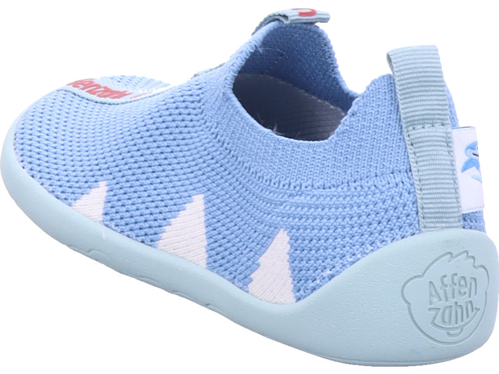 Affenzahn Jungen Barfußschuhe Hausschuh Knit Flinky Hai in blau