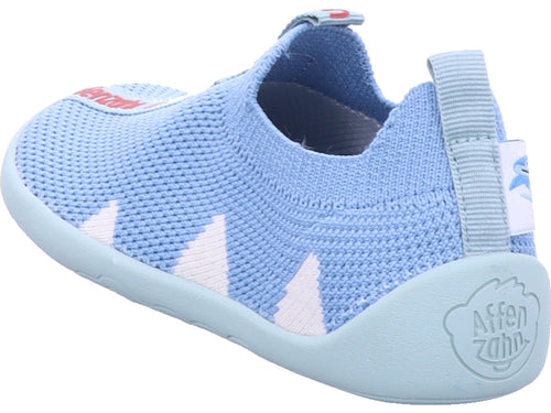 Affenzahn Jungen Barfußschuhe Hausschuh Knit Flinky Hai in blau