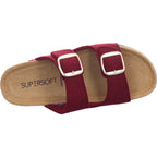 Indigo Damen Pantolette Tieffussbett Pantoletten in bordo