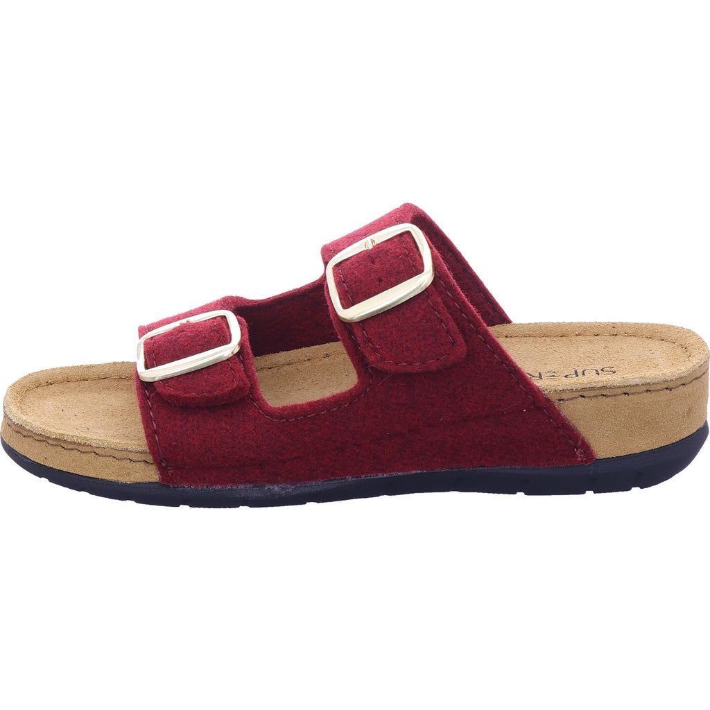 Indigo Damen Pantolette Tieffussbett Pantoletten in bordo